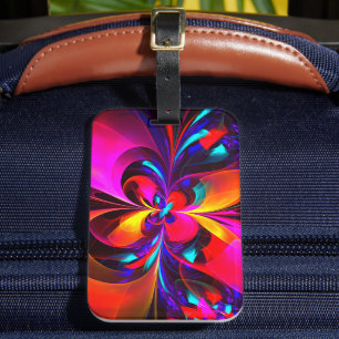 Modern Floral Abstract Art Red Blue Pattern #07 Luggage Tag