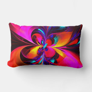 Modern Floral Abstract Art Red Blue Pattern #07 Lumbar Cushion