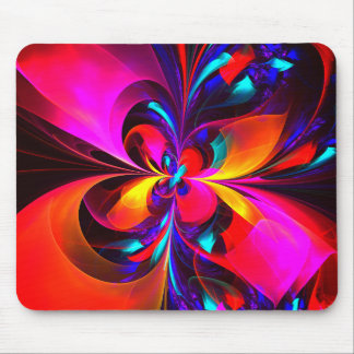 Modern Floral Abstract Art Red Blue Pattern #07 Mouse Pad