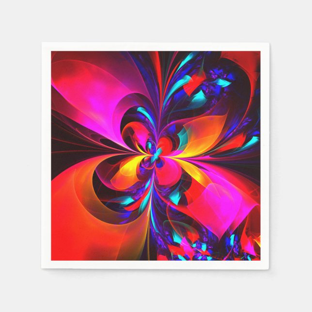 Modern Floral Abstract Art Red Blue Pattern #07 Napkin (Front)