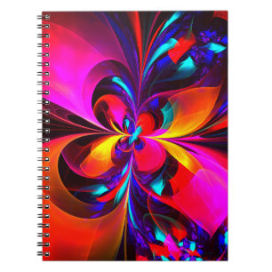 Modern Floral Abstract Art Red Blue Pattern #07 Notebook