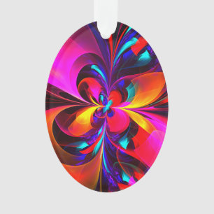 Modern Floral Abstract Art Red Blue Pattern #07 Ornament