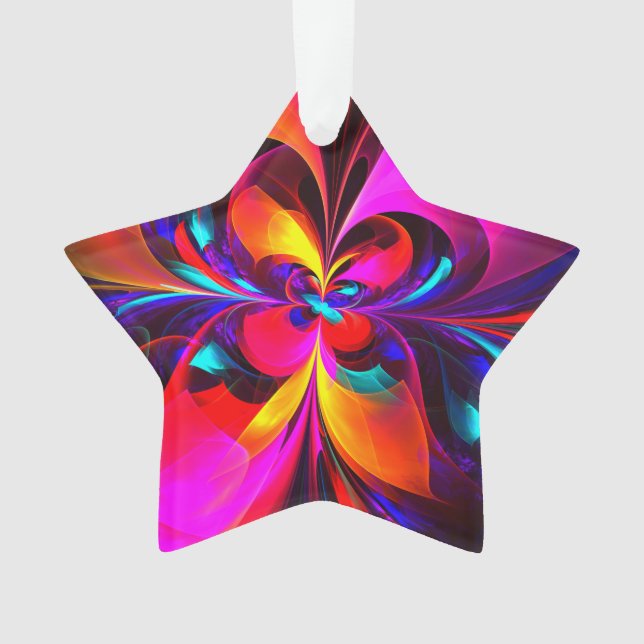 Modern Floral Abstract Art Red Blue Pattern #07 Ornament (Front)