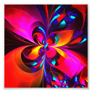 Modern Floral Abstract Art Red Blue Pattern #07 Photo Print