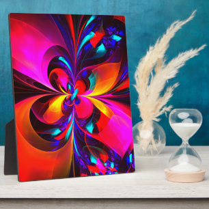 Modern Floral Abstract Art Red Blue Pattern #07 Plaque