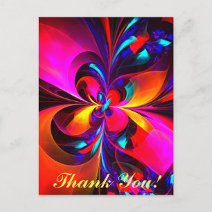 Modern Floral Abstract Art Red Blue Pattern #07 Postcard