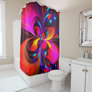 Modern Floral Abstract Art Red Blue Pattern #07 Shower Curtain