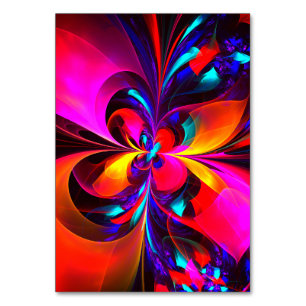 Modern Floral Abstract Art Red Blue Pattern #07 Table Number