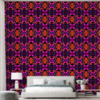 Modern Floral Abstract Art Red Blue Pattern #07