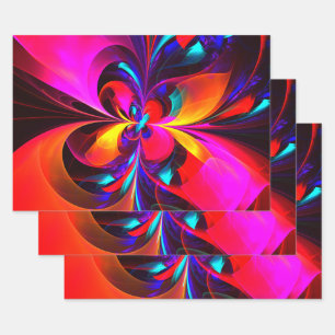 Modern Floral Abstract Art Red Blue Pattern #07 Wrapping Paper Sheet