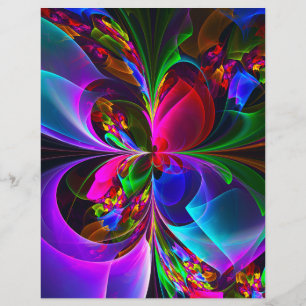 Modern Floral Abstract Art Red Blue Pattern #12