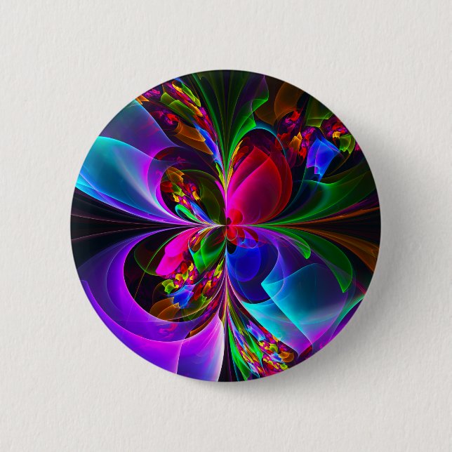 Modern Floral Abstract Art Red Blue Pattern #12 6 Cm Round Badge (Front)