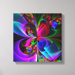 Modern Floral Abstract Art Red Blue Pattern #12 Canvas Print