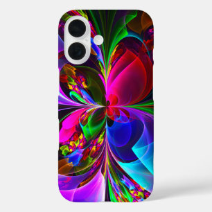Modern Floral Abstract Art Red Blue Pattern #12 iPhone 16 Case