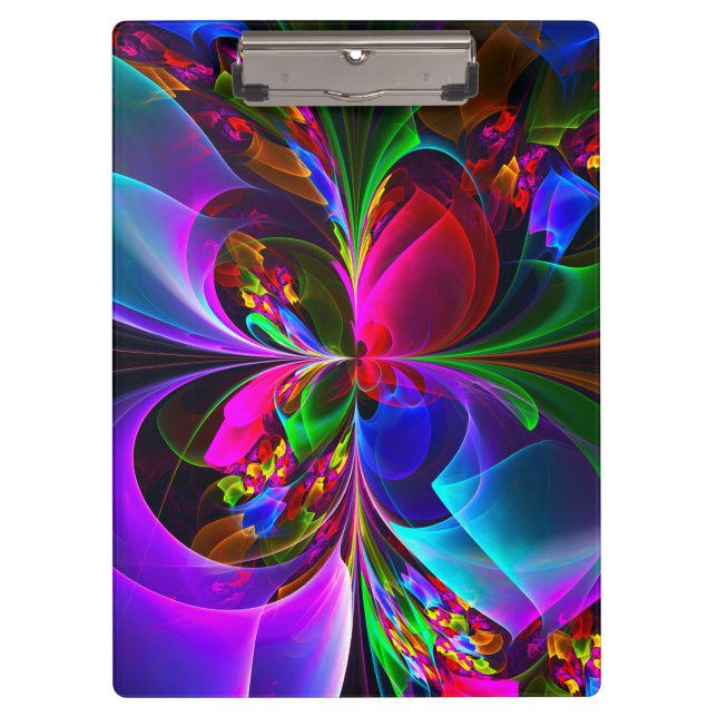 Modern Floral Abstract Art Red Blue Pattern #12 Clipboard (Front)
