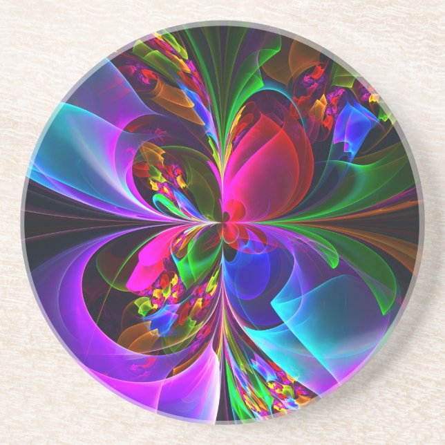 Modern Floral Abstract Art Red Blue Pattern #12 Coaster (Front)