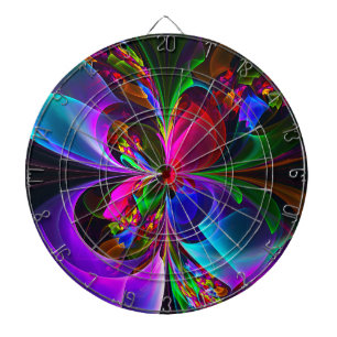 Modern Floral Abstract Art Red Blue Pattern #12 Dartboard