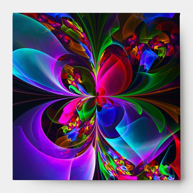 Modern Floral Abstract Art Red Blue Pattern #12 Envelope (Front)