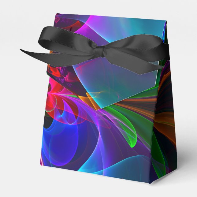 Modern Floral Abstract Art Red Blue Pattern #12 Favour Box (Front Side)