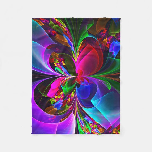 Modern Floral Abstract Art Red Blue Pattern #12 Fleece Blanket (Front)