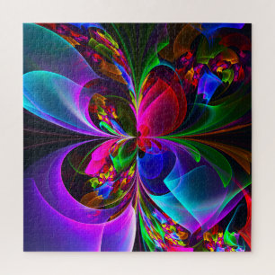 Modern Floral Abstract Art Red Blue Pattern #12 Jigsaw Puzzle