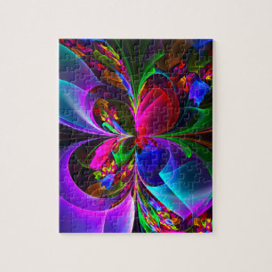 Modern Floral Abstract Art Red Blue Pattern #12 Jigsaw Puzzle