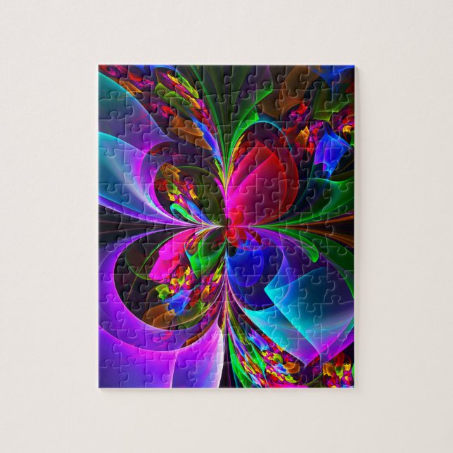 Modern Floral Abstract Art Red Blue Pattern #12 Jigsaw Puzzle (Vertical)