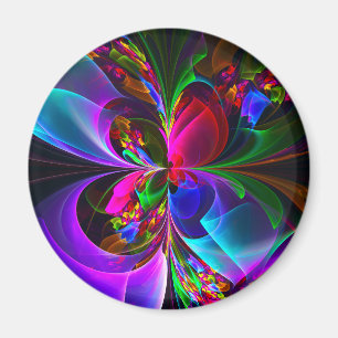 Modern Floral Abstract Art Red Blue Pattern #12 Magnet