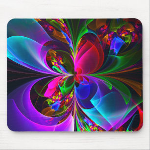 Modern Floral Abstract Art Red Blue Pattern #12 Mouse Pad