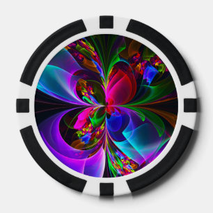 Modern Floral Abstract Art Red Blue Pattern #12 Poker Chips