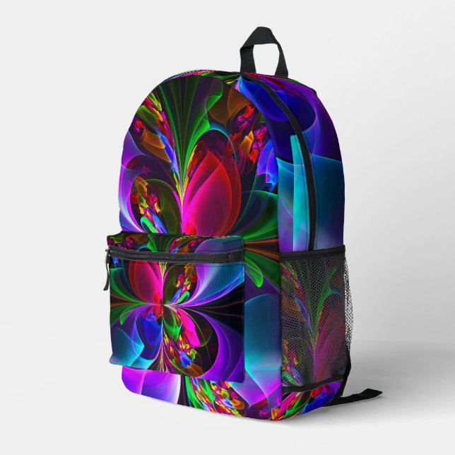 Modern Floral Abstract Art Red Blue Pattern #12 Printed Backpack (Back Corner Right)