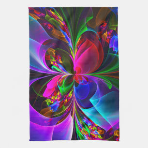 Modern Floral Abstract Art Red Blue Pattern #12 Tea Towel