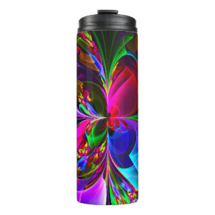 Modern Floral Abstract Art Red Blue Pattern #12 Thermal Tumbler