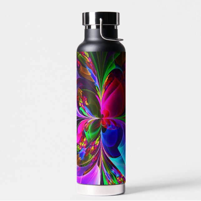 Modern Floral Abstract Art Red Blue Pattern #12 Water Bottle (Left)
