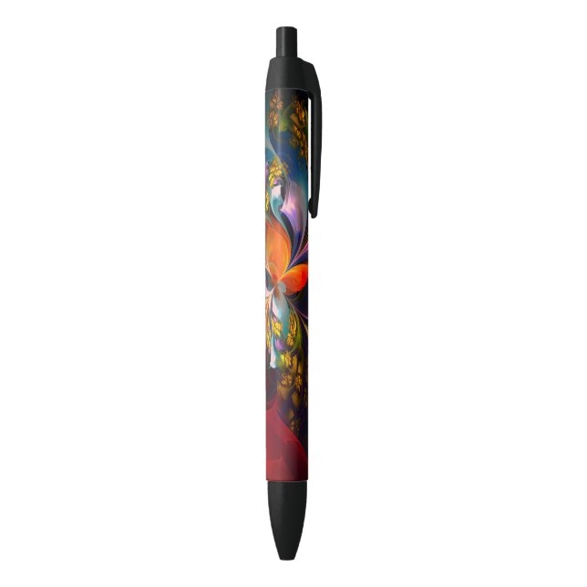 Modern Floral Abstract Art Red Blue Pattern #13 Black Ink Pen (Bottom (Vertical))