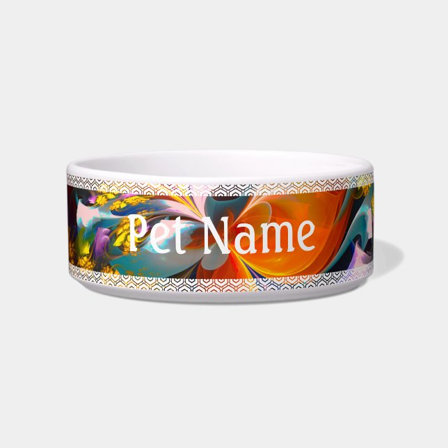 Modern Floral Abstract Art Red Blue Pattern #13 Bowl (Front)
