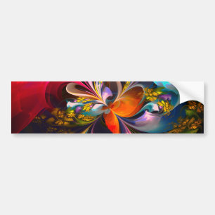 Modern Floral Abstract Art Red Blue Pattern #13 Bumper Sticker