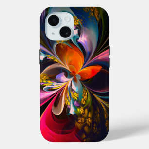 Modern Floral Abstract Art Red Blue Pattern #13 iPhone 15 Case