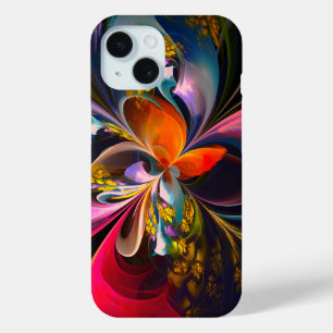 Modern Floral Abstract Art Red Blue Pattern #13 iPhone 15 Case