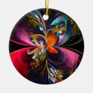 Modern Floral Abstract Art Red Blue Pattern #13 Ceramic Ornament