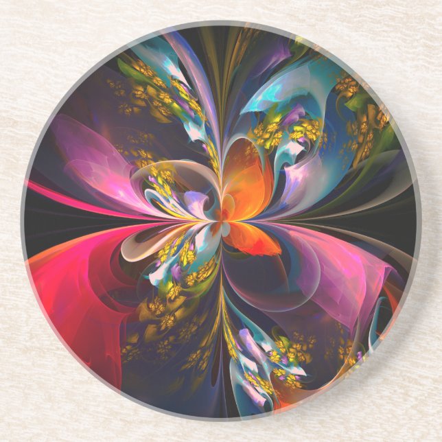 Modern Floral Abstract Art Red Blue Pattern #13 Coaster (Front)