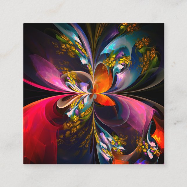 Modern Floral Abstract Art Red Blue Pattern #13 Enclosure Card (Front)