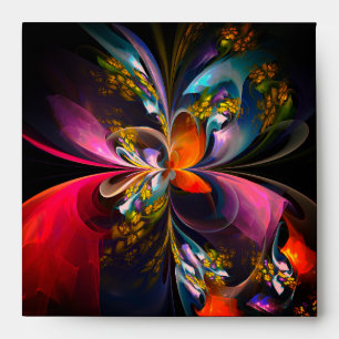 Modern Floral Abstract Art Red Blue Pattern #13 Envelope