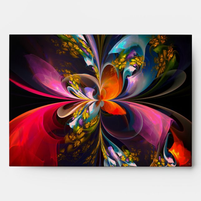 Modern Floral Abstract Art Red Blue Pattern #13 Envelope (Front)