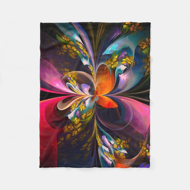 Modern Floral Abstract Art Red Blue Pattern #13 Fleece Blanket (Front)