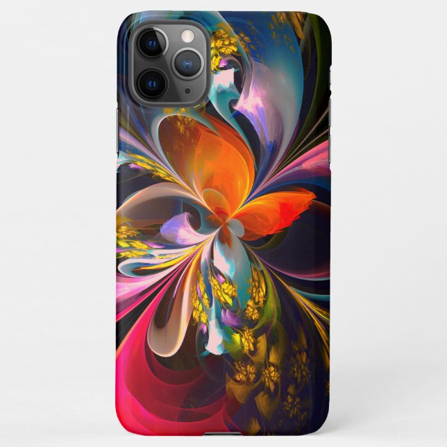 Modern Floral Abstract Art Red Blue Pattern #13 iPhone Case (Back)