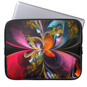 Modern Floral Abstract Art Red Blue Pattern #13 Laptop Sleeve