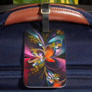 Modern Floral Abstract Art Red Blue Pattern #13 Luggage Tag