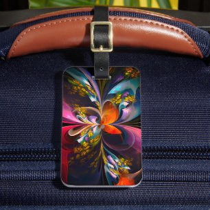 Modern Floral Abstract Art Red Blue Pattern #13 Luggage Tag