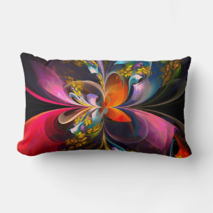 Modern Floral Abstract Art Red Blue Pattern #13 Lumbar Cushion